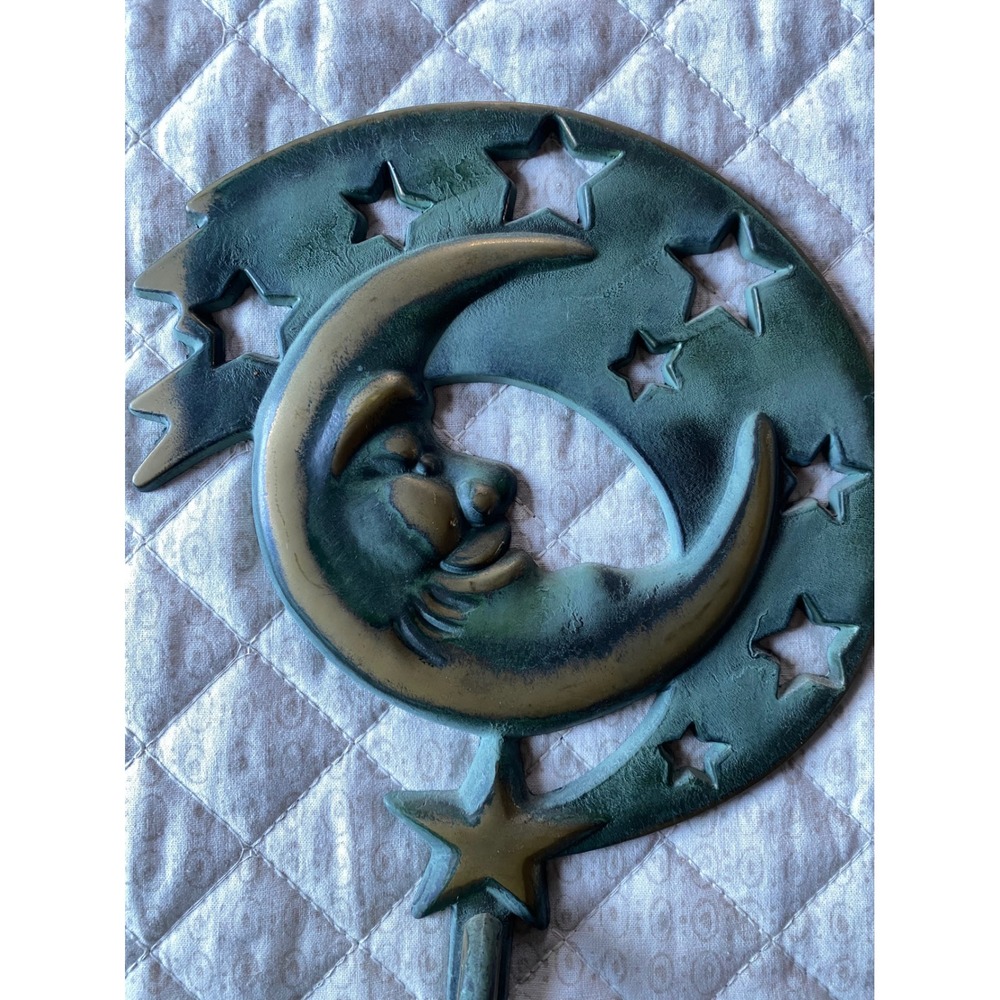 Vintage 1994 Partylite Sun and Moon Wall Sconce Pair Teal Verdigris Celestial - Picture 6 of 14